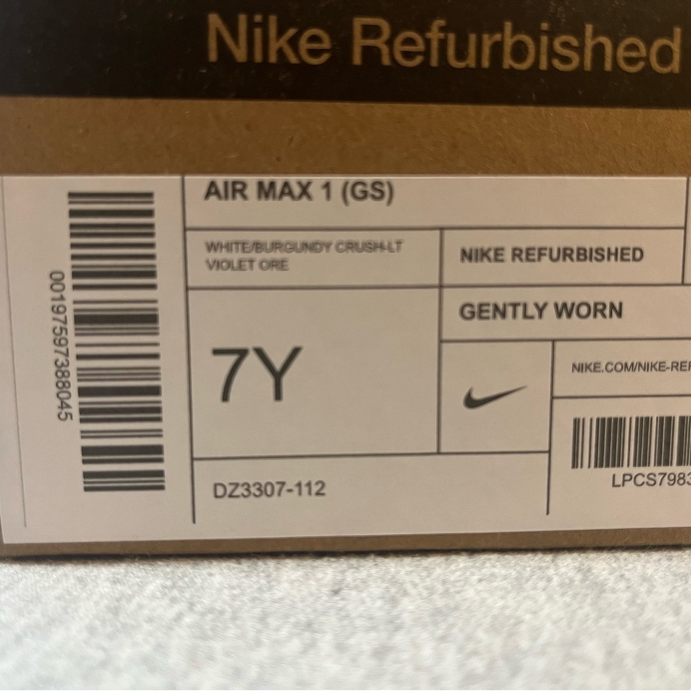 Nike Air Max 1 (GS) LT Violet Ore Burgundy Crush Size 7Y/Women's 8.5 DZ3307-112 - Picture 11 of 11